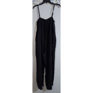 Aquarius Cocktail AQC Black Linen 1 Small Minimalist Lagenlook Casual Jumpsuit